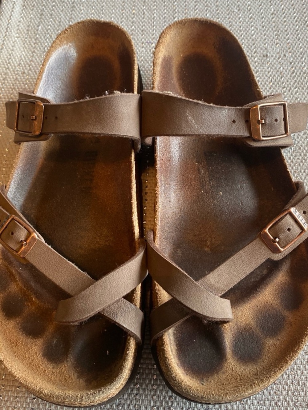 Birkenstock Brown Leather Double-Buckle Sandals